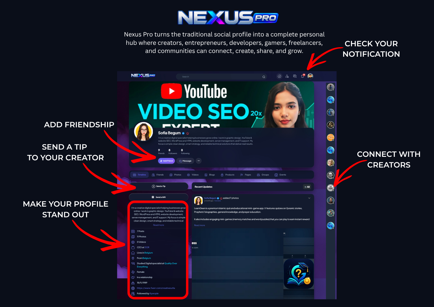 Sngine Combined Timeline & Messenger – Flutter Social Networking App (Android & iOS) Screenshot 6