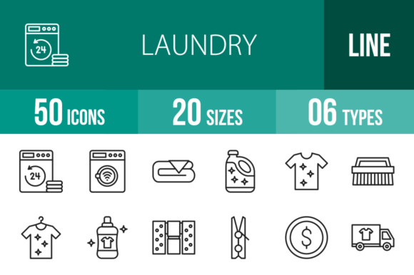 50 Laundry Line Icons