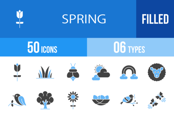 50 Spring Blue & Black Icons