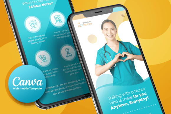 Nurse Website Mobile Canva Template
