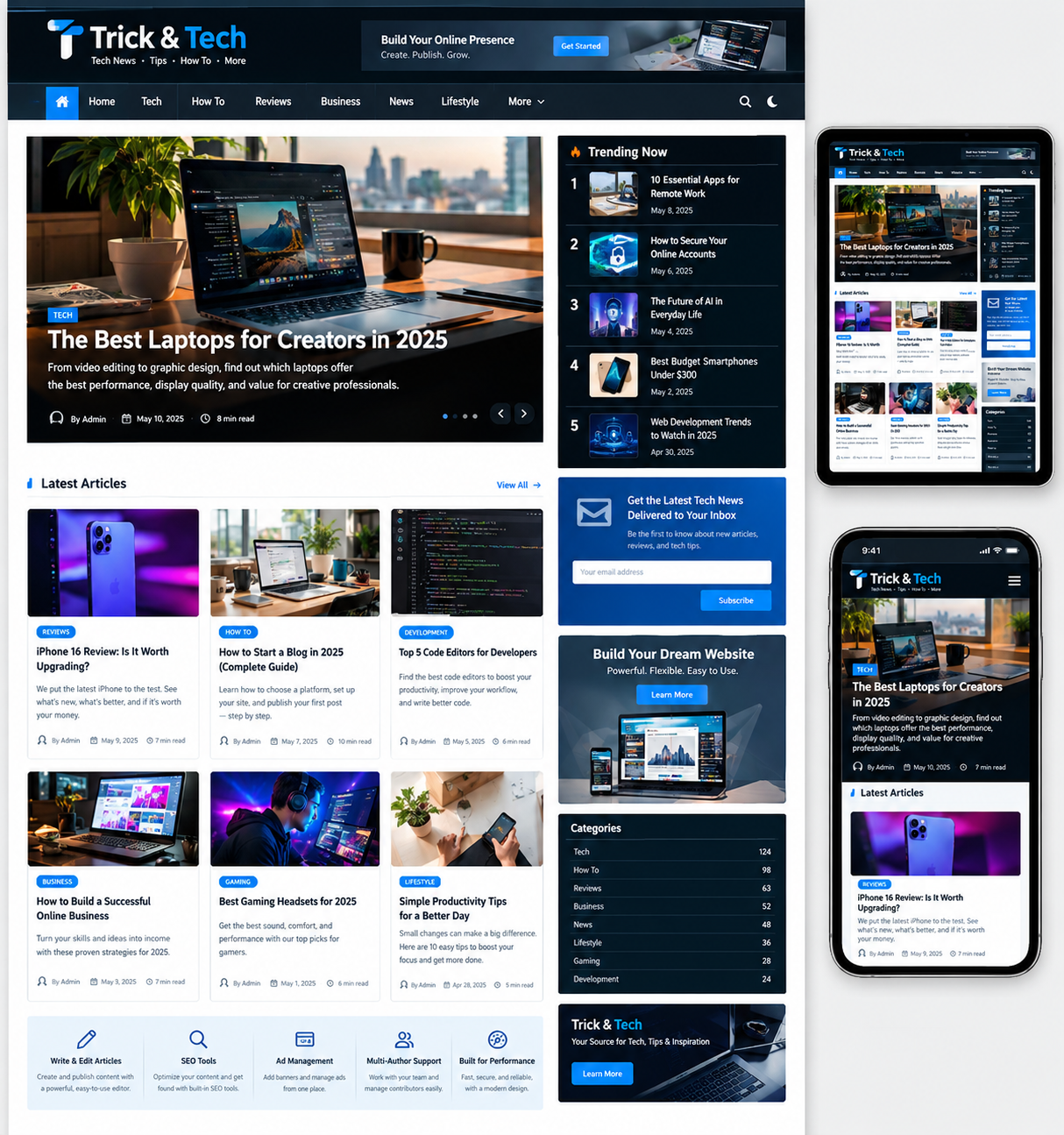 Trick & Tech – A Powerful, Easy-to-Use CMS for Bloggers and Publishers